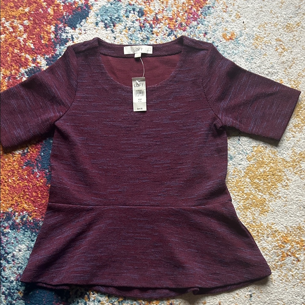 LOFT Women's Rich Plum Peplum Blouse